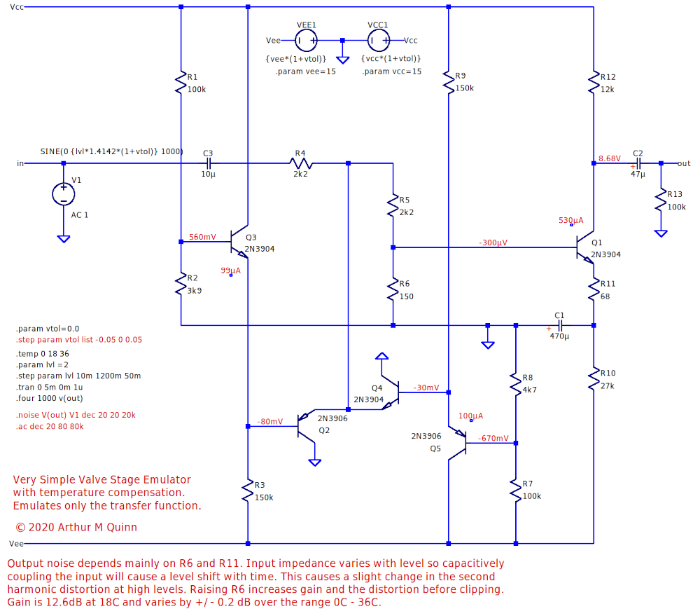Triode Emulation With Bipolar Transistors Transfer Function Only